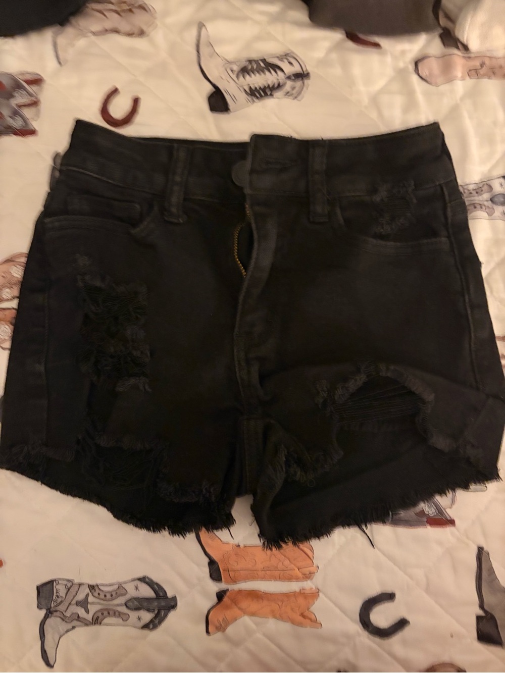 Distressed Black Women's Denim Shorts